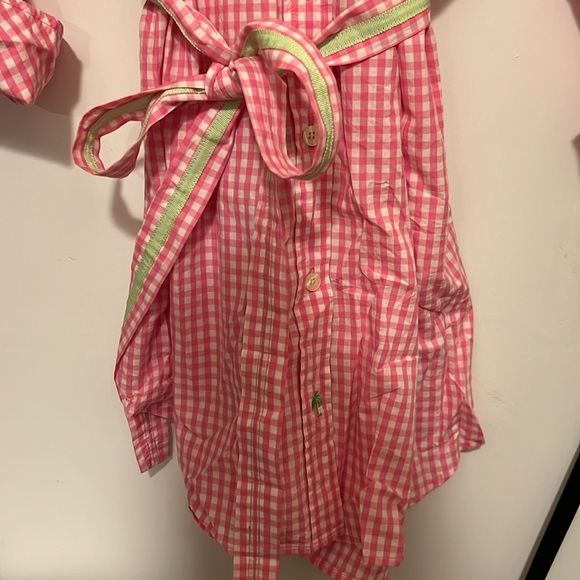 Pink and White Gingham Shirt dress - Picture 3 of 4